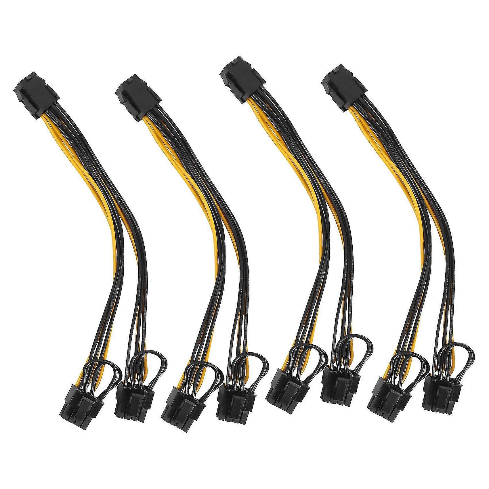 4Pcs 18AWG PCI-E 6Pin To Dual 8Pin Y-Splitter Extension Cable PCIE 6 Pin To Dual 6+2 Pin Power Cabl