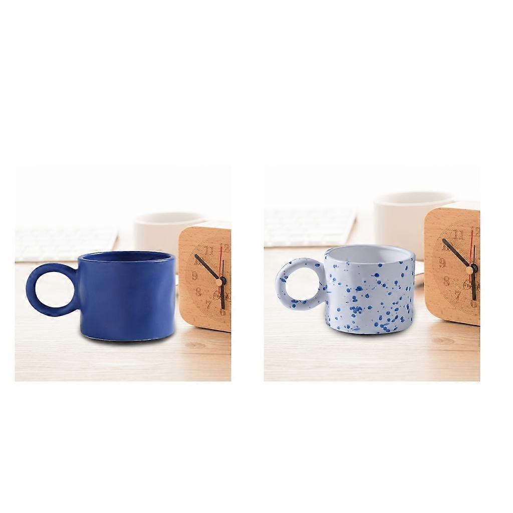 2pcs Cute Ceramic Nordic Mug Big Earring Handle Coffee Mug Cold Drinks Cup