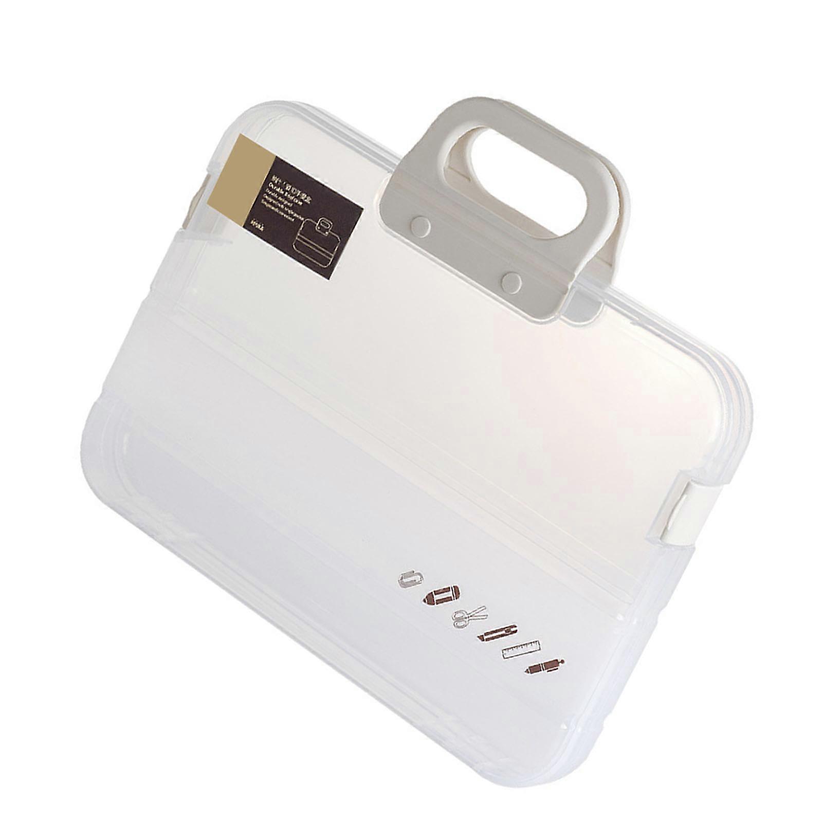 Clear Document Case Multipurpose Large Capacity Dustproof Waterproof A4 File Portable Project Case for Office School White