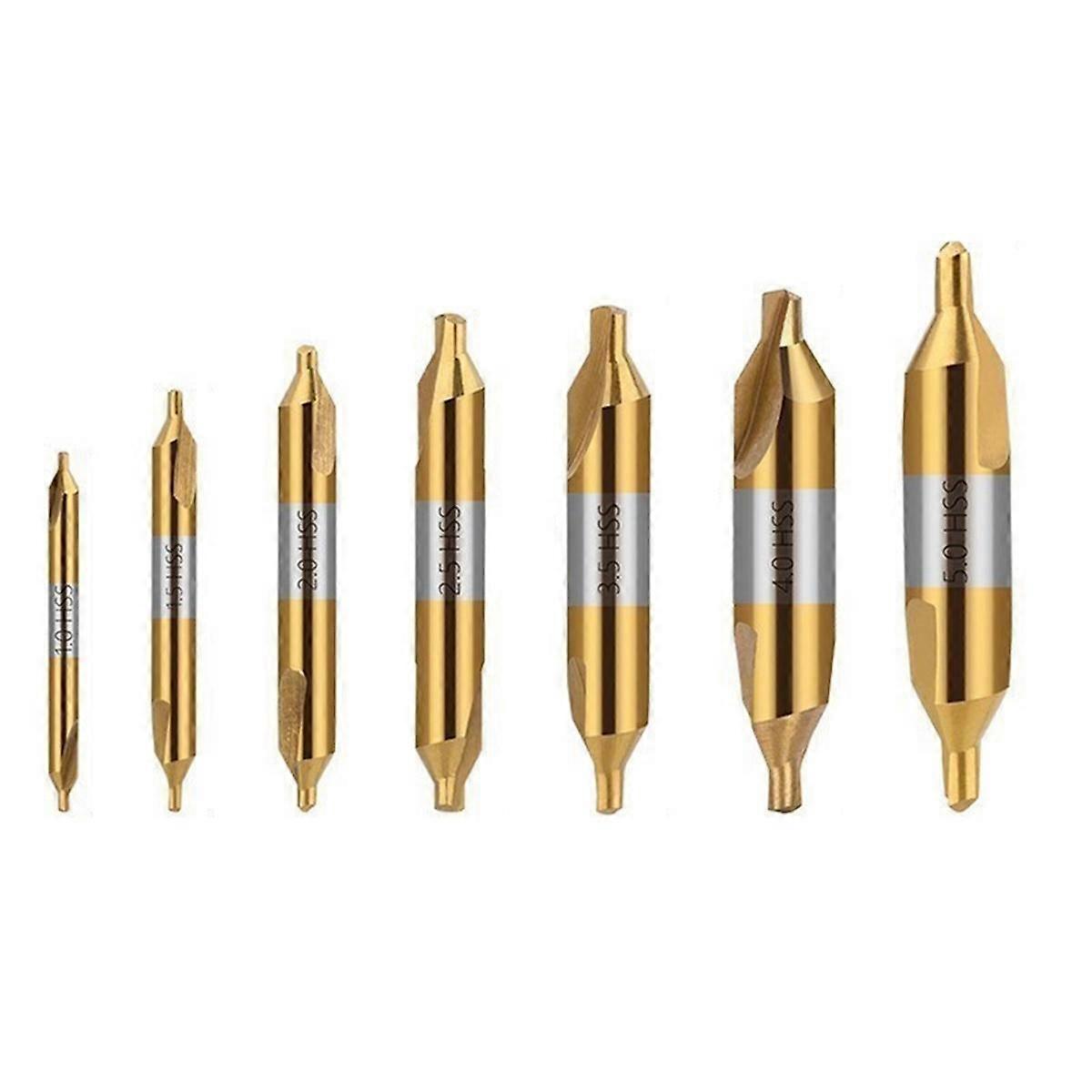 High-Speed Steel Center Drill 7-Piece Set 1.0mm 1.5mm 2.0mm 3.5mm 4.0mm 5.0mm for Lathe Metal Proce