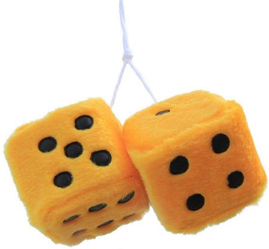 1 Pair of Retro Square Mirror Hanging Couple Fuzzy Plush Dice with Dots