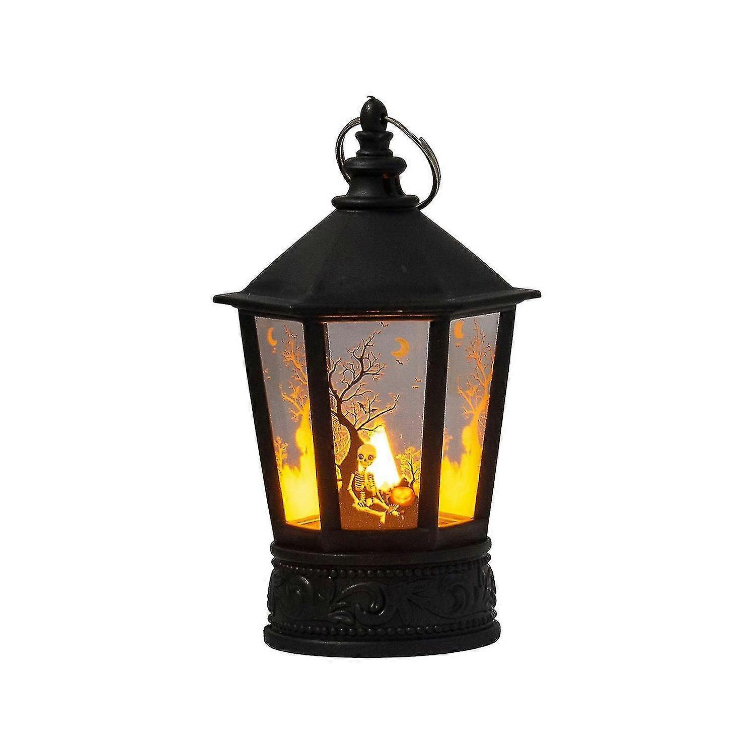 Lamp Flame Led Lantern Hanging Decor Pumpkin Castle Witch Light Party