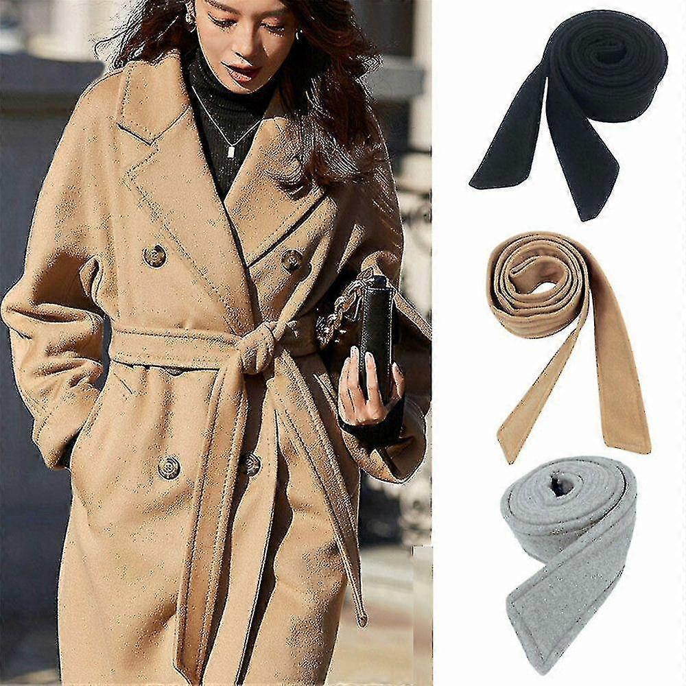 1 قطعة صوفية وشاح معطف حزام سترة سترة للجنسين الكلاسيكية خمر فو الصوف حزام التعادل 175cm * 5cm للسيدات معطف