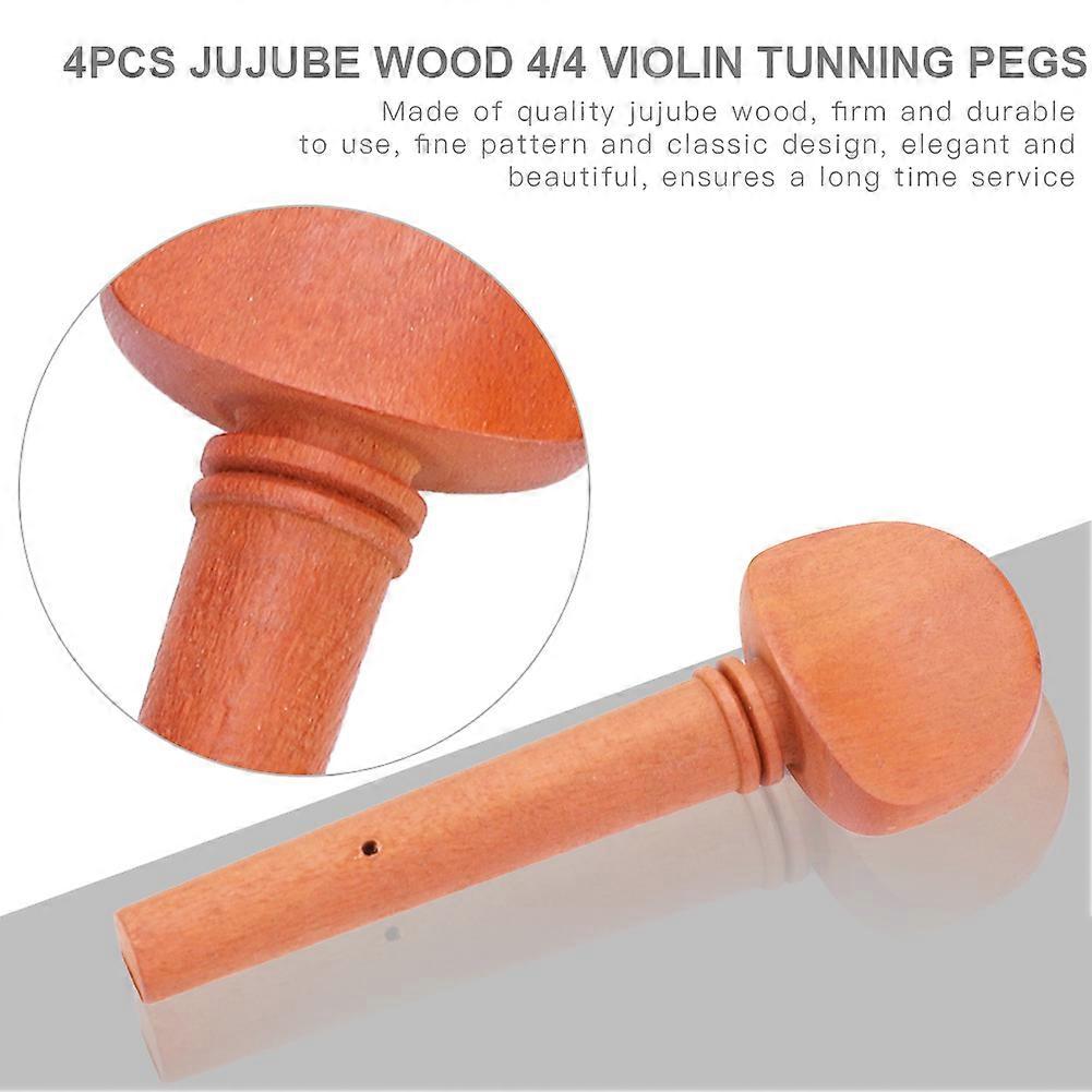 Jujube Wood 4/4 Violin String Tuning Pegs Set Replacement Parts