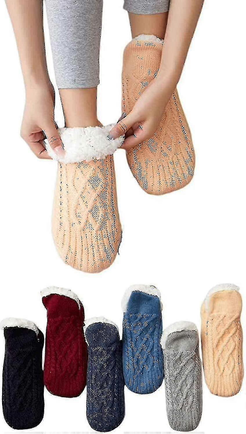 1 زوج منسوجة ومخملية الجوارب الداخلية النعال، أرضية داخلية الجوارب الحرارية غير الانزلاق، وداعا للخدر، Swellin