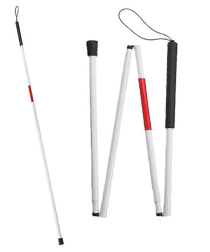 Folding Blind Cane 4 Fold Reflective Red Folding Walking Stick For Vision Impaired And Blind People 125cmc XiXi
