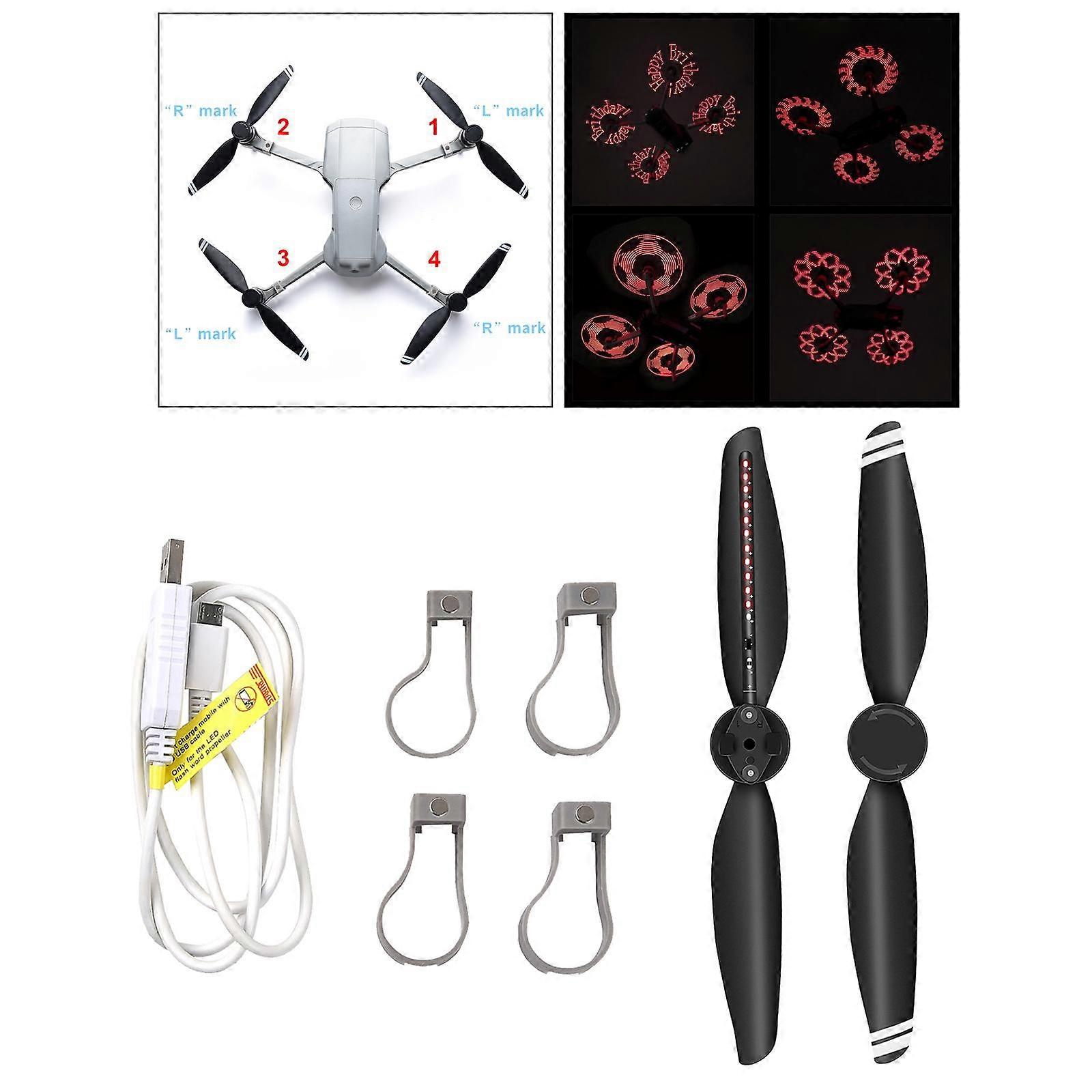 1 Pair DIY Rechargeable LED Light Flash Low Noise Quick Release Propellers for DJI Mavic Air Drone