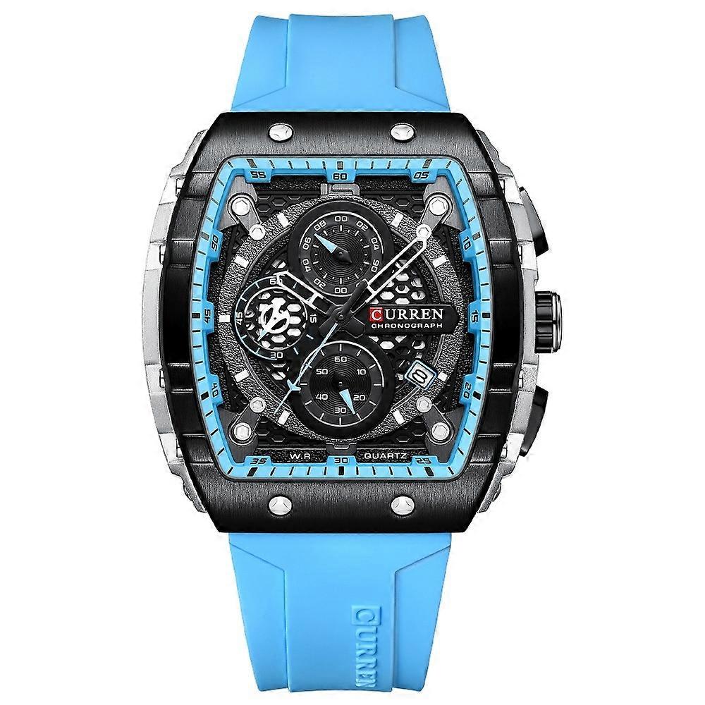 Curren Six-Hand Men Quartz Watch White Shell Blue