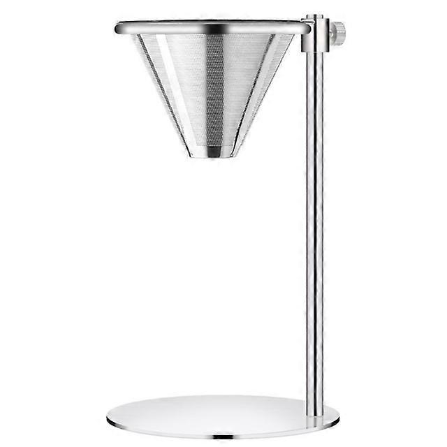 Adjustable Stainless Steel Pour Over Coffee Maker Station Stand with Reusable Double Filter Freestanding Drip Cone Brewer into
