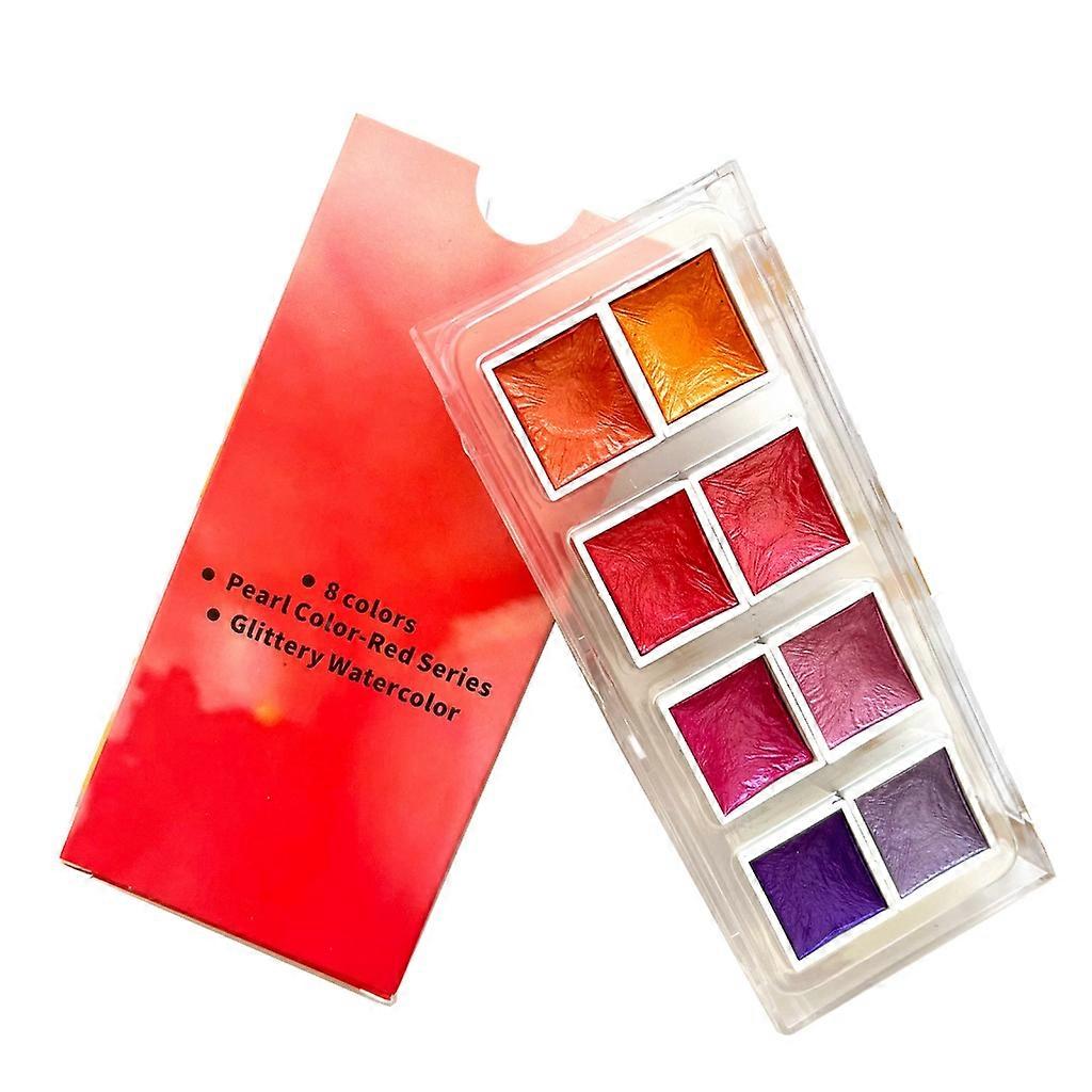 8 Colors Pearlescent Pigment Solid Watercolor Paints for Hobbyists Beginners