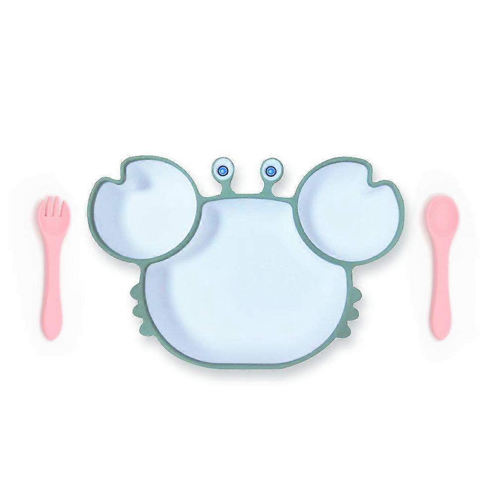 Baby Plates with Divided Suction Cup, Baby Fork and Spoon Set for Toddlers, Kids Silicone Plates with Ve
