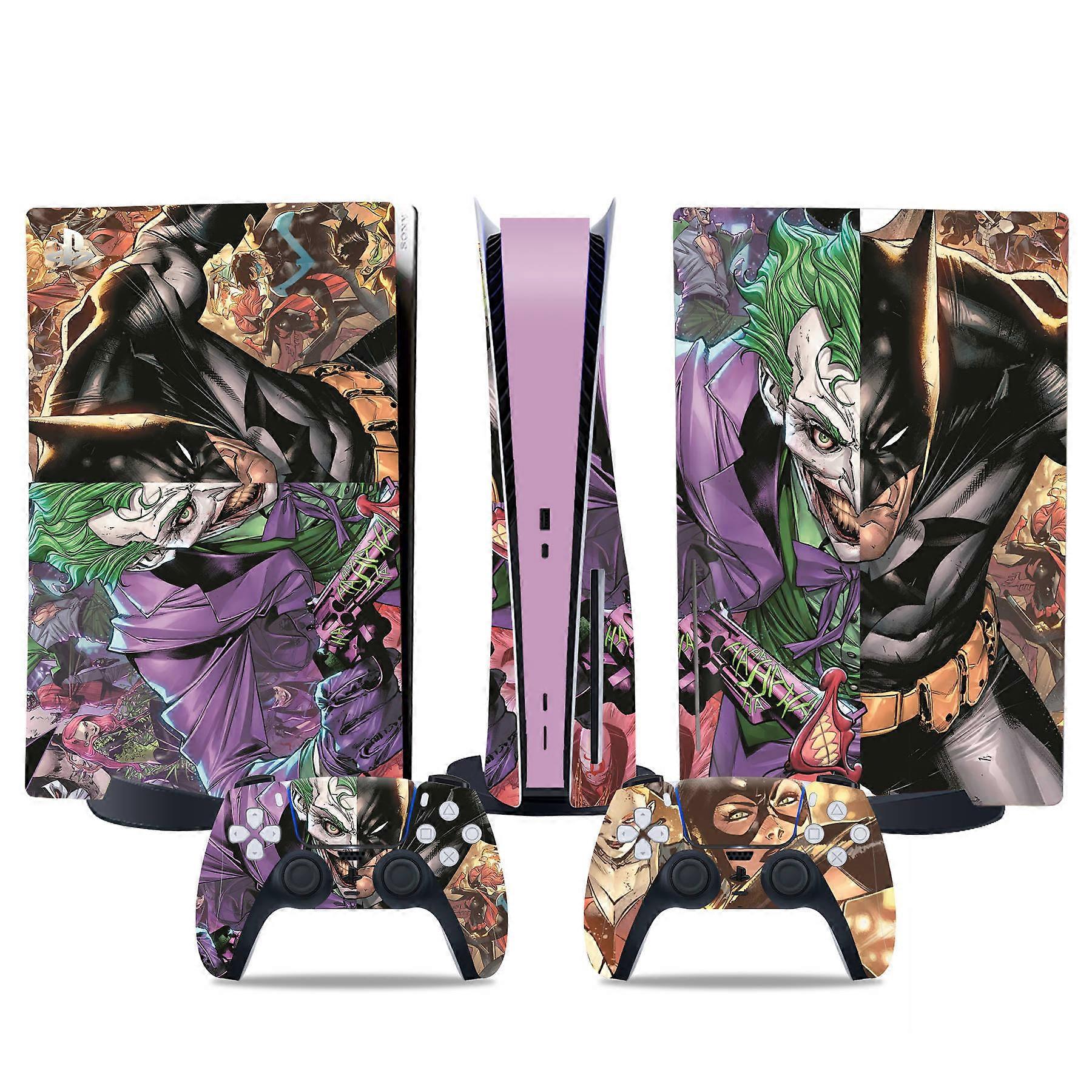 PS5 optical drive version sticker, cool PS5 skin, controller handle,for PS5 console and controller,DC cartoon,Batmen&Joker