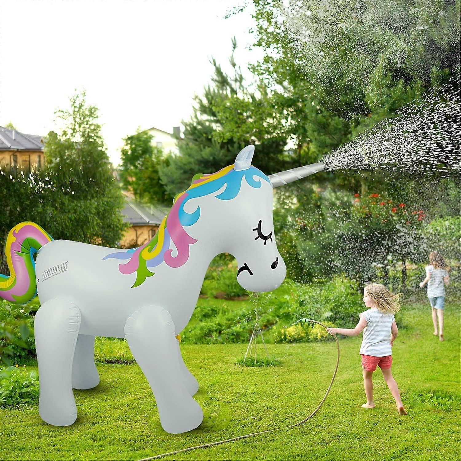 Unicorno gonfiabile gigante Sprinkler Unicorn Giocattoli d'acqua per il cortile estivo e il gioco all'aperto Per bambini e adulti Festa estiva preferita - -