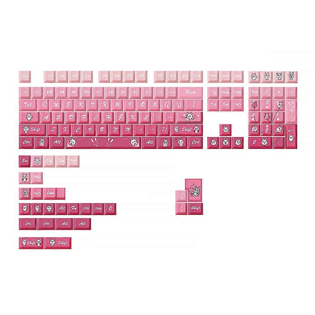 136 Keys Keycap Mechanical Keyboard Keycaps PBT Cherry Pink Rabbit Keys Caps