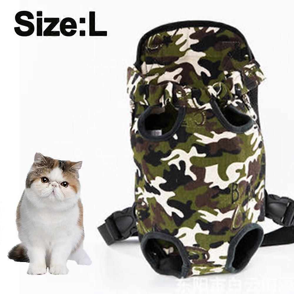 Black Mesh Size L Camouflage - Legs In Front - Pet Carrier For Large, Medium And Small Dogs, Suitable For Walking Walks And Motorbike Rides.