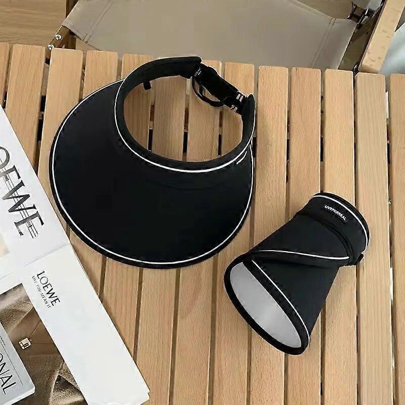 Sun Protection Visor Foldable Sun Hat Large Brim Candy Color Empty Top Outdoor Riding Summer Hat For Women