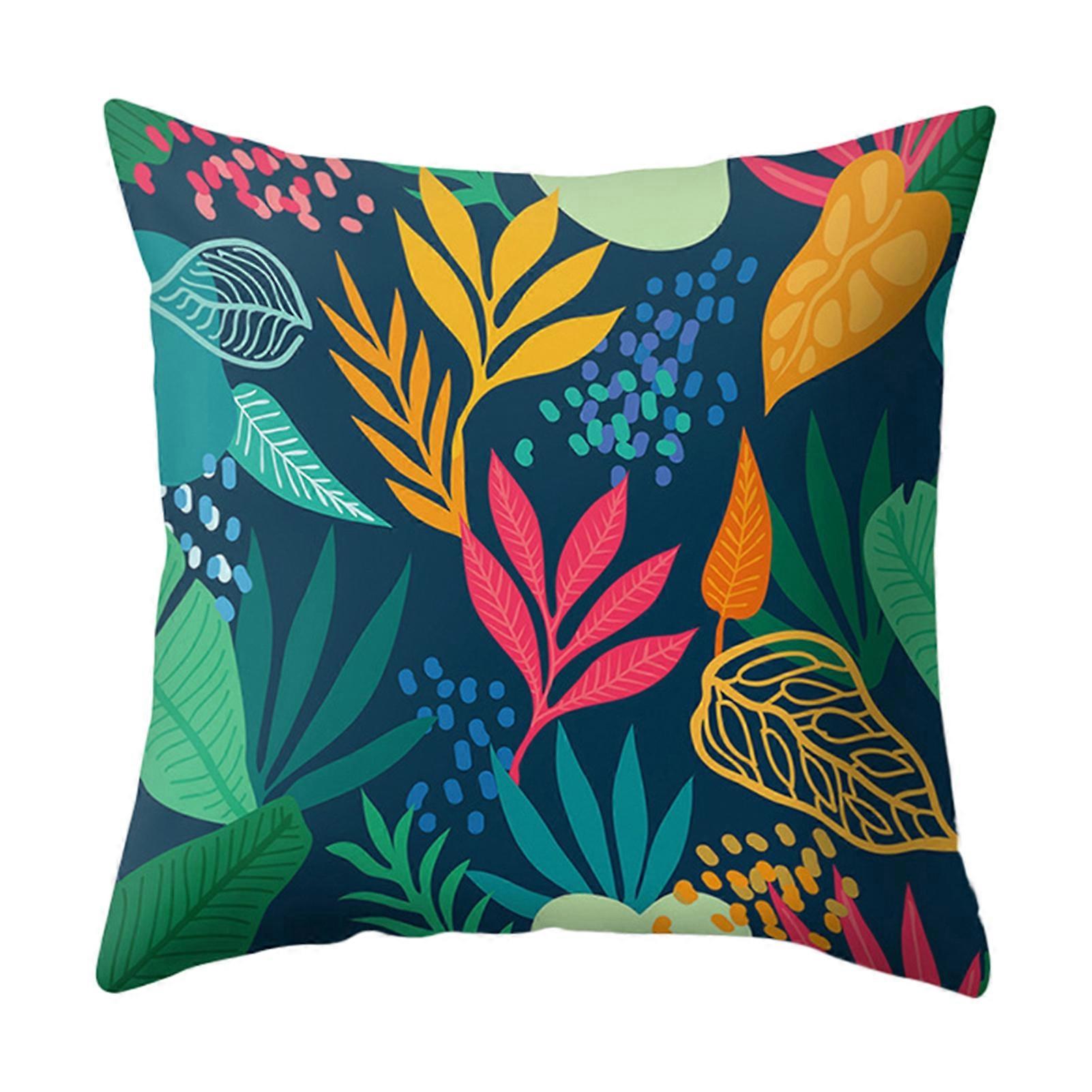 Cushion Case Dust-proof Removable Polyester Leaf Print Square Pillowcase Household Supplies