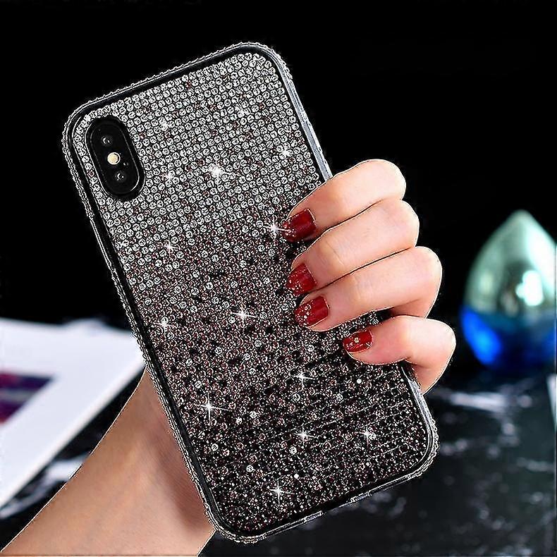 For Iphone X / Xs Tpu + Epoxy Flash Diamond Tri-color Gradient Phone Protective Case(gradient Blue)