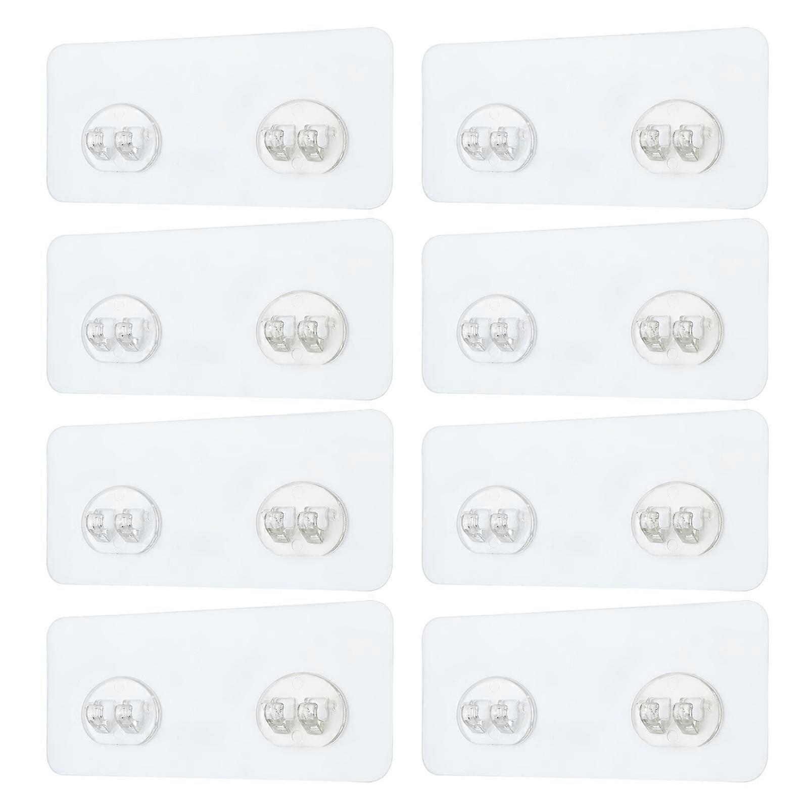 8Pcs Adhesive Hook Transparent Space Saving Plastic Corner Shelf Basket Seamless Hook Bathroom Supplies