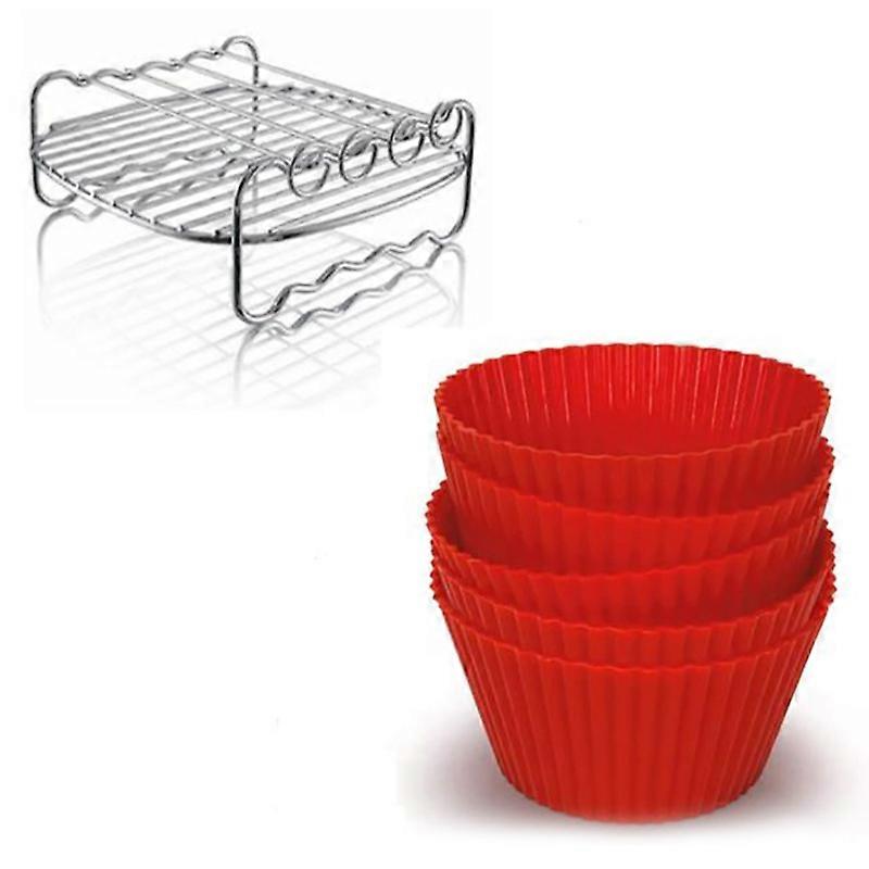 Air Fryer Rack Fits For All 3.7QT 5.8QT Multi-Purpose Double Layer Rack With Skewers For  HD9220 HD9904,Gowise