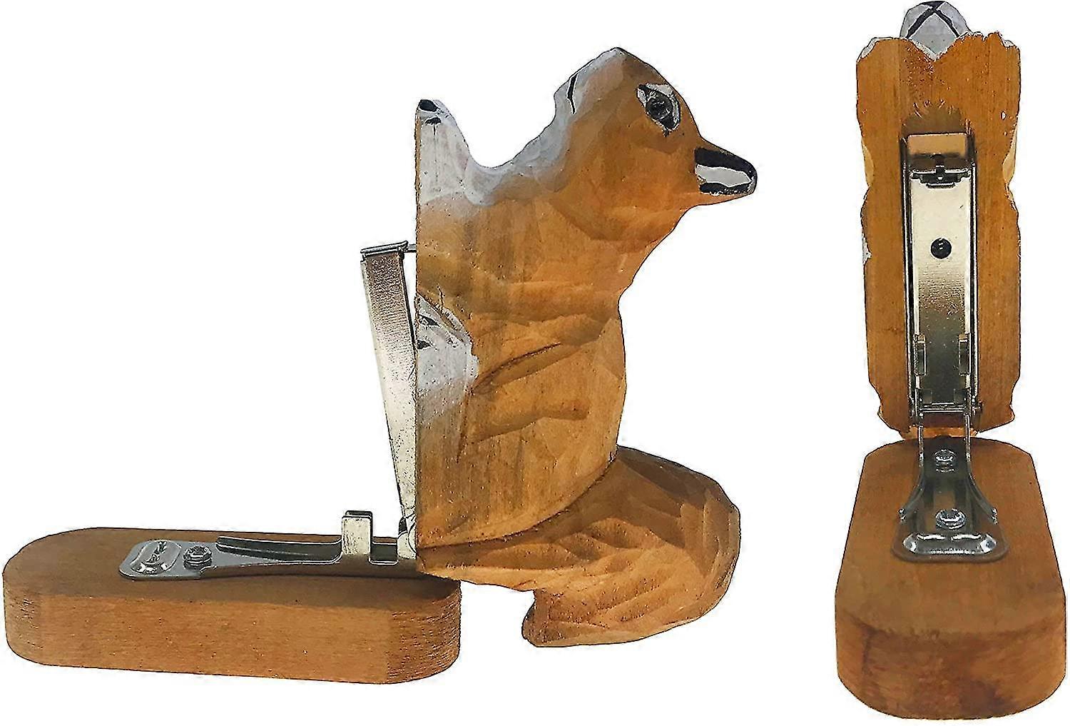 لحية المصنوعة يدويا من الخشب نحت الكرتون دباسة حيوانية صغيرة لمدرسة مكتب القرطاسية للأطفال هدية عيد الميلاد (السنجاب)