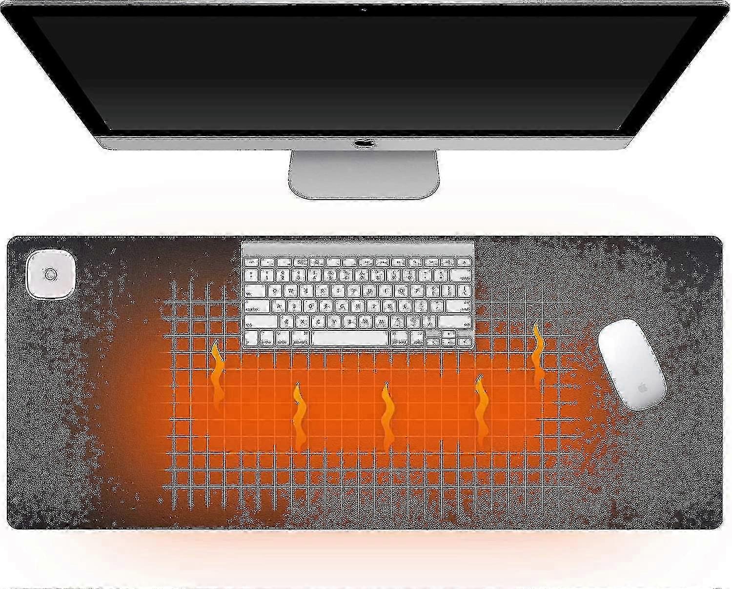 Warm Desk Pad, Pu Large Heated Keyboard Pad, Office Hand Warmer Desk Mat, 3 Speeds Touch Heated Control, 31" X 13" Gaming Mouse Pad, Winter Office Des