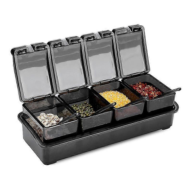 Set Of Condiment Boxes With 4 Removable Compartments For The Kitchen Condiments