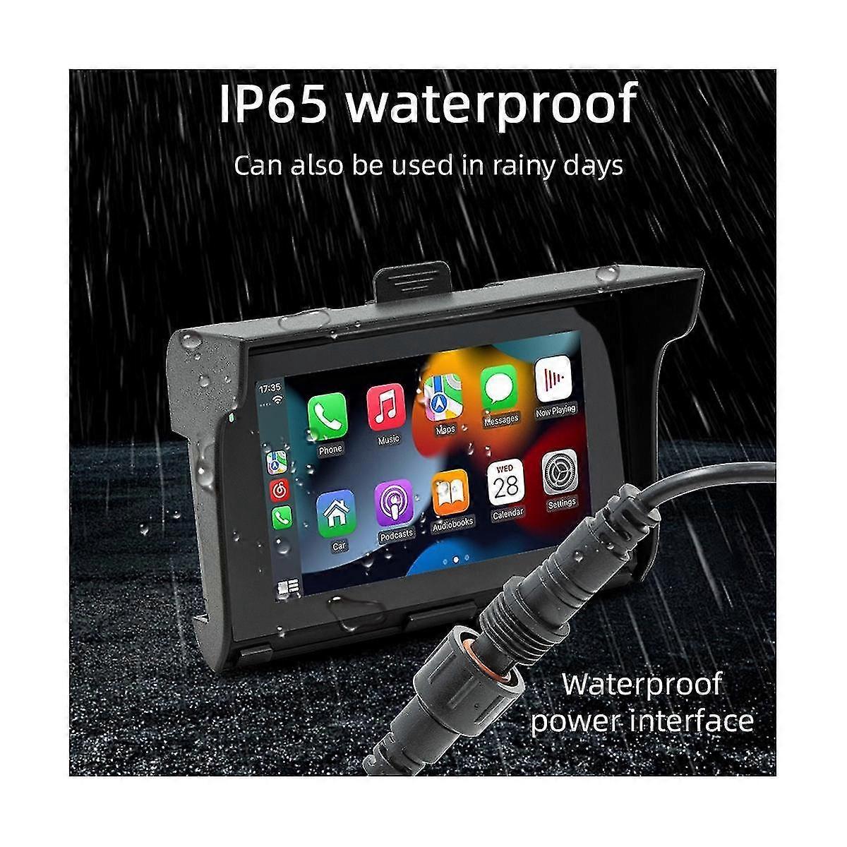ワイヤレスCarplay用5インチポータブルオートバイLCDディスプレイAndroid Auto IP65防水オートバイ