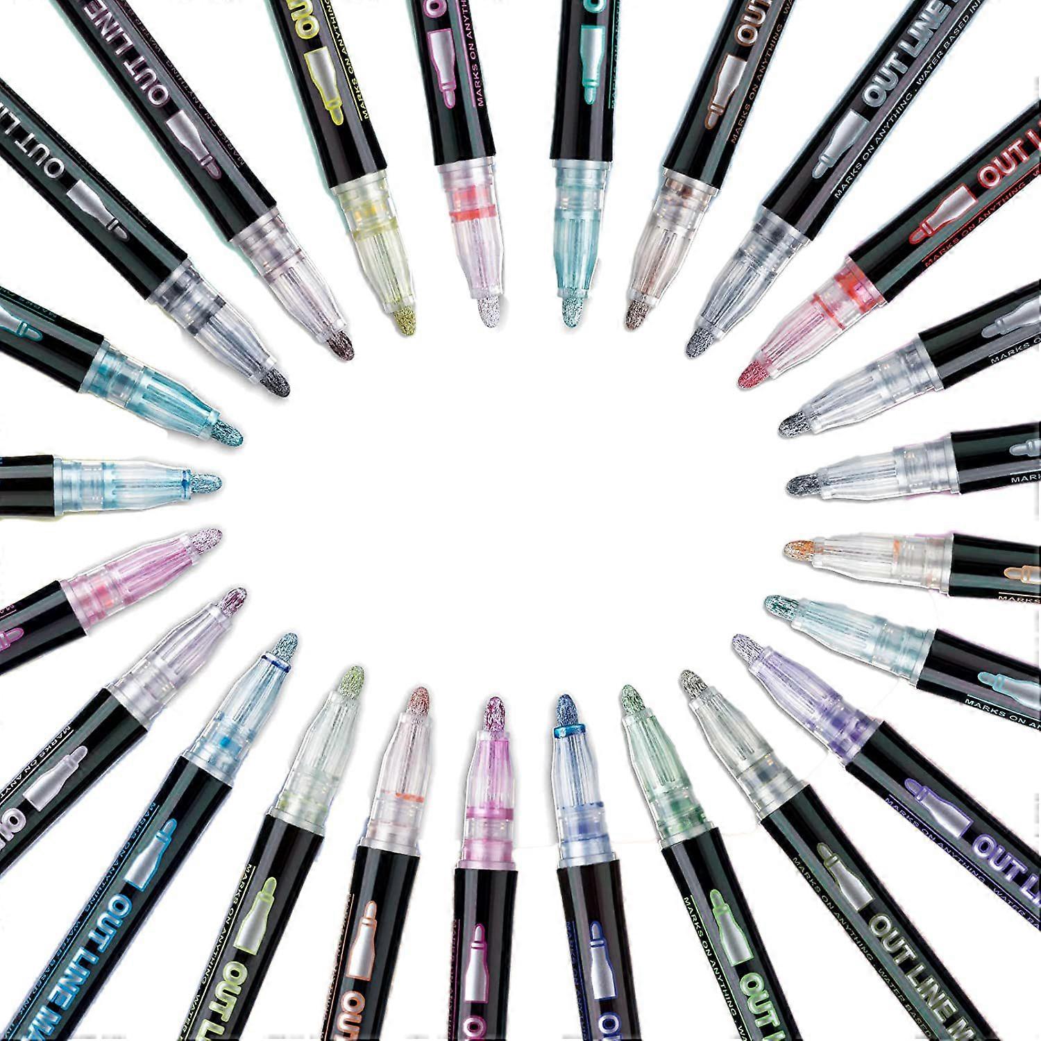 24 Outline Marker Stifte Super Squiggles Outline Marker Set Bastelbedarf für Teenager Schreibwaren Set