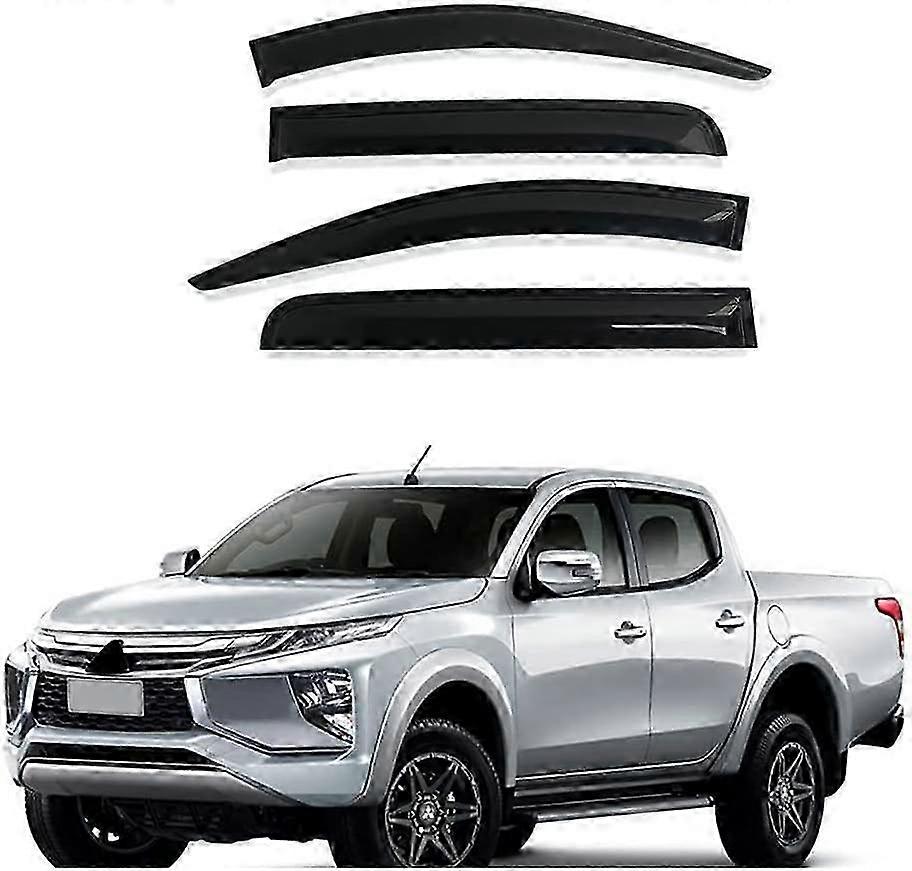 4pcs Car Wind Deflectors for Mitsubishi Triton MQ MR L200 2015-2021, Side Window Visor Sun Rain Guard Windproof Set