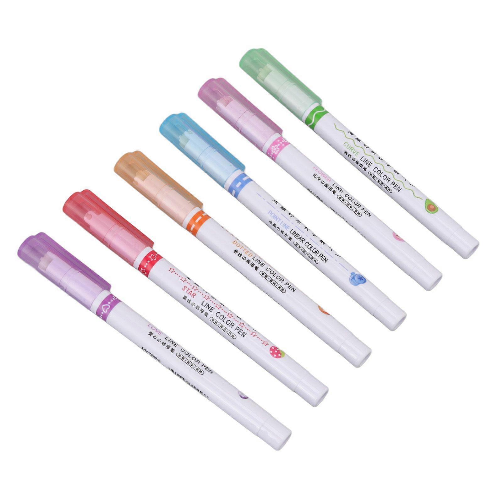 Curve Highlighter Pen Set Ergonomic 6 Color Curve Pens Highlighters Marker for Art Office School Supplies