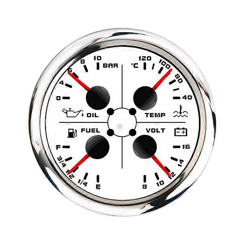 Medidor Multifuncional 4-em-1 de 85mm com Medidor de Nível de Combustível 0-190ohms/240-33ohms Temp de Água Prensa de Óleo Voltímetro C