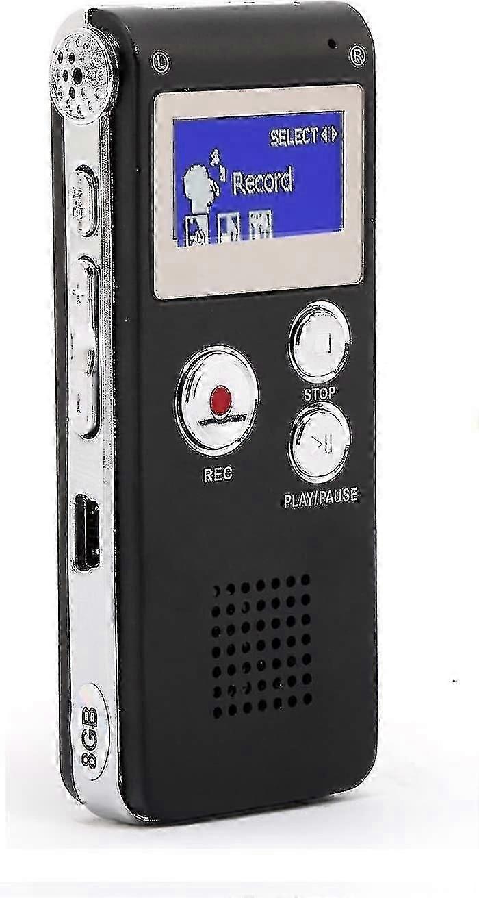 Usb Dictaphone Digital Recorder, And Mp3 Music Player, Built-in 8gb Flash Memory (black)