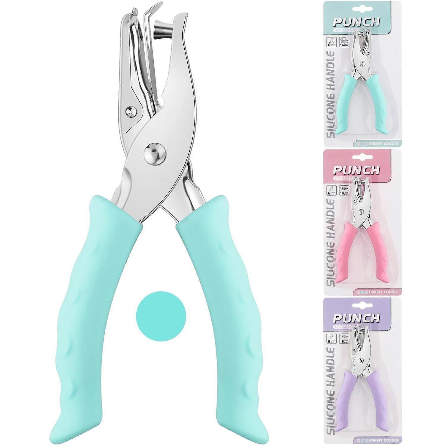 Single Hole Metal Punch with Soft Handle for DIY Craft Label Clothing Ticket Scrapbook Tools (Green)