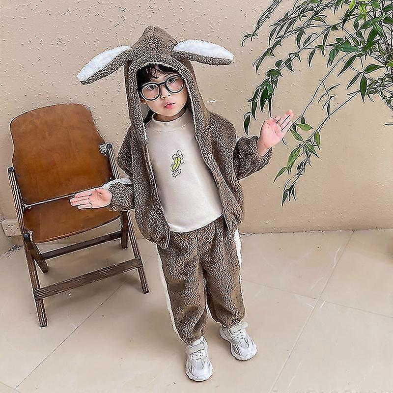 Kids Warm Snow Jacket Fleece Cute Hoodie Set