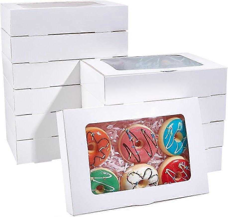 20 Pcs Paper Boxes with Window Treat Boxes 9.17x6.1x1.97 Inch Bakery Boxes with PVC Visible Window Gift Packaging Boxes for Wedding Gift Soap Cookies