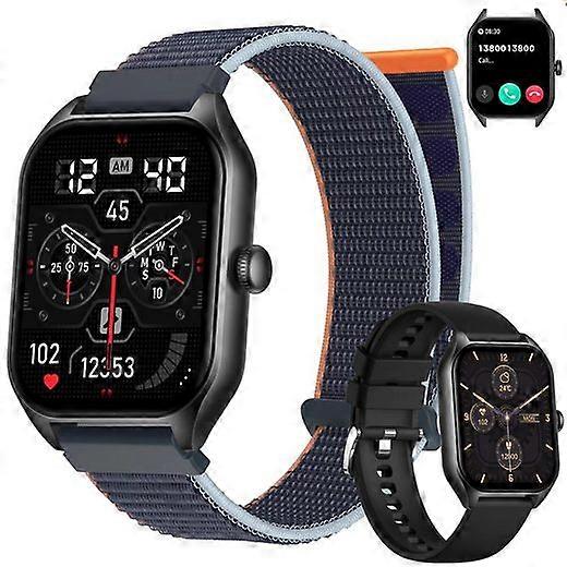 H40 Smart Watch with Call Feature, 1.85-Inch Display, Black Blue