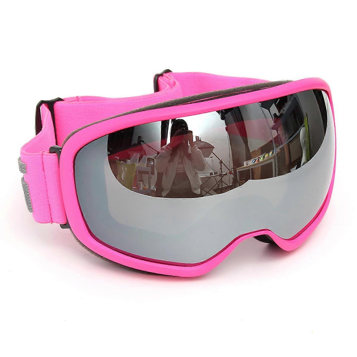 Pink Skiing Goggles Double Lens Anti Fog Uv Snowboard Snowmobile Motorcycle Glasses