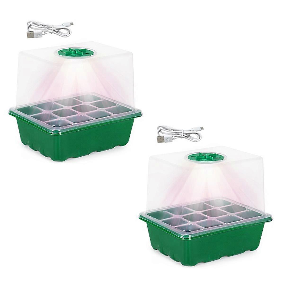 LED Grow Light 12 Hole Seed Tray Plant Planting Box Seedling Tray Gardening Germination Tool