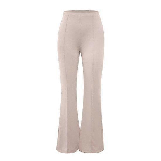 Women Spring Autumn Casual Pants High Waist Flared Pants Solid Color Stretchy Long Trousers Streetwear