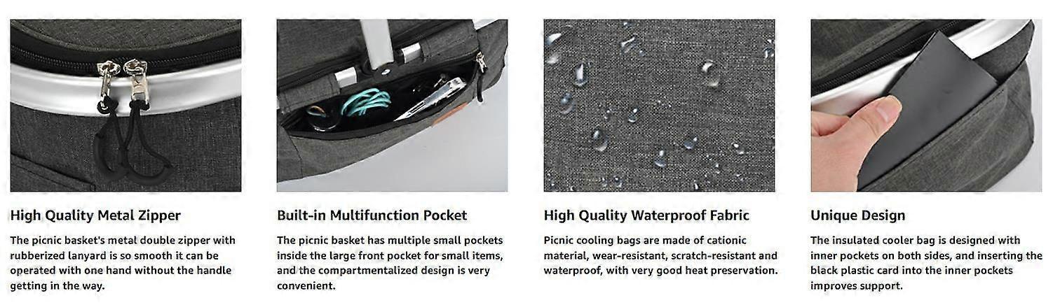 Leak-Proof Multipocket Insulated Cooler Bag - Collapsible Picnic Basket for Outdoors