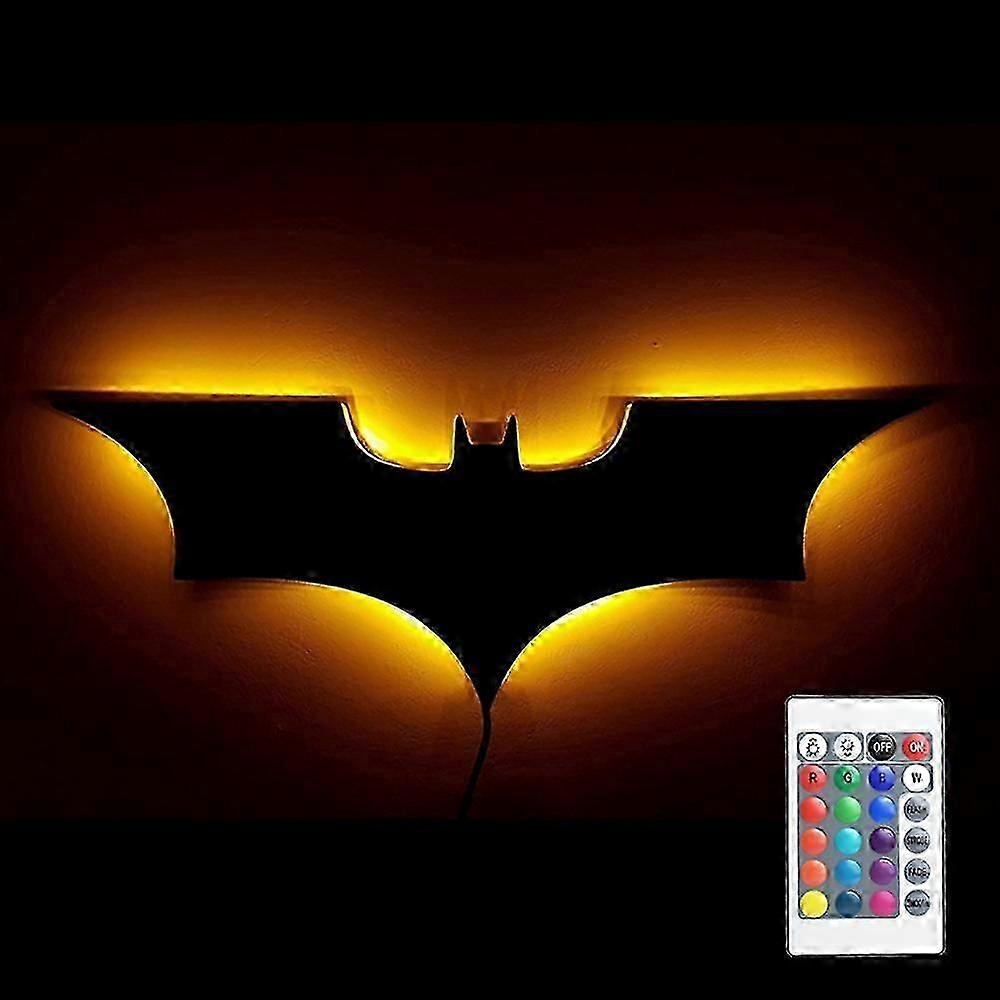 Creative 3D Bat Wall Lamp RGB LED Bedside Gaming Room Bar Decorative Light with Remote Control
