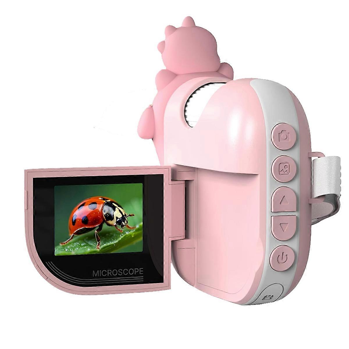 Microscoop voor kinderen, mini draagbare microscoop met 8 verstelbare ledlampjes, 2-inch LCD-scherm en zakmicroscoopcamera