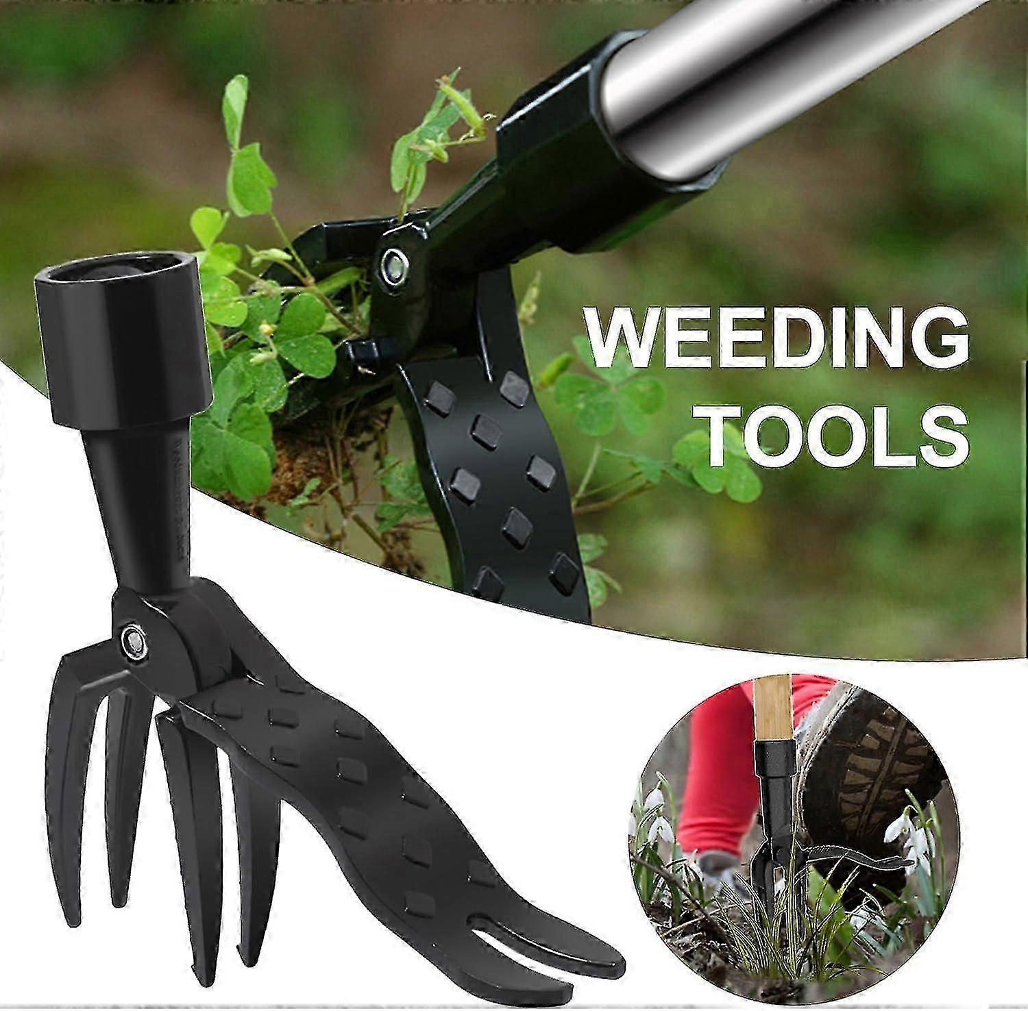 Weed Puller Tool, Stand Up Weeding Tool, Manual Weeder Tool Hand Weed Root Pulling Tool, Detachable Long Handle, Grabber for Garden