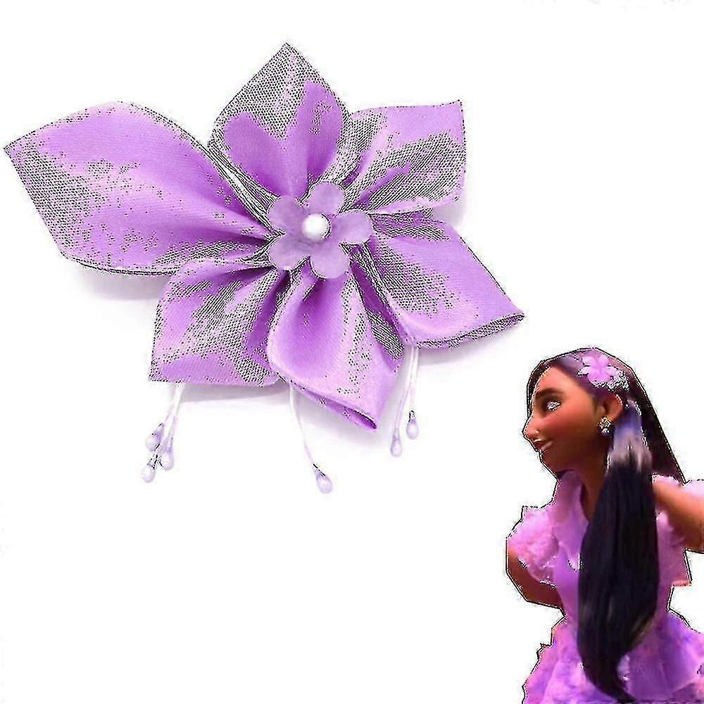 キッズガールズエンカントイザベラフラワーパープルボウHクリップファンシーアッププロップ