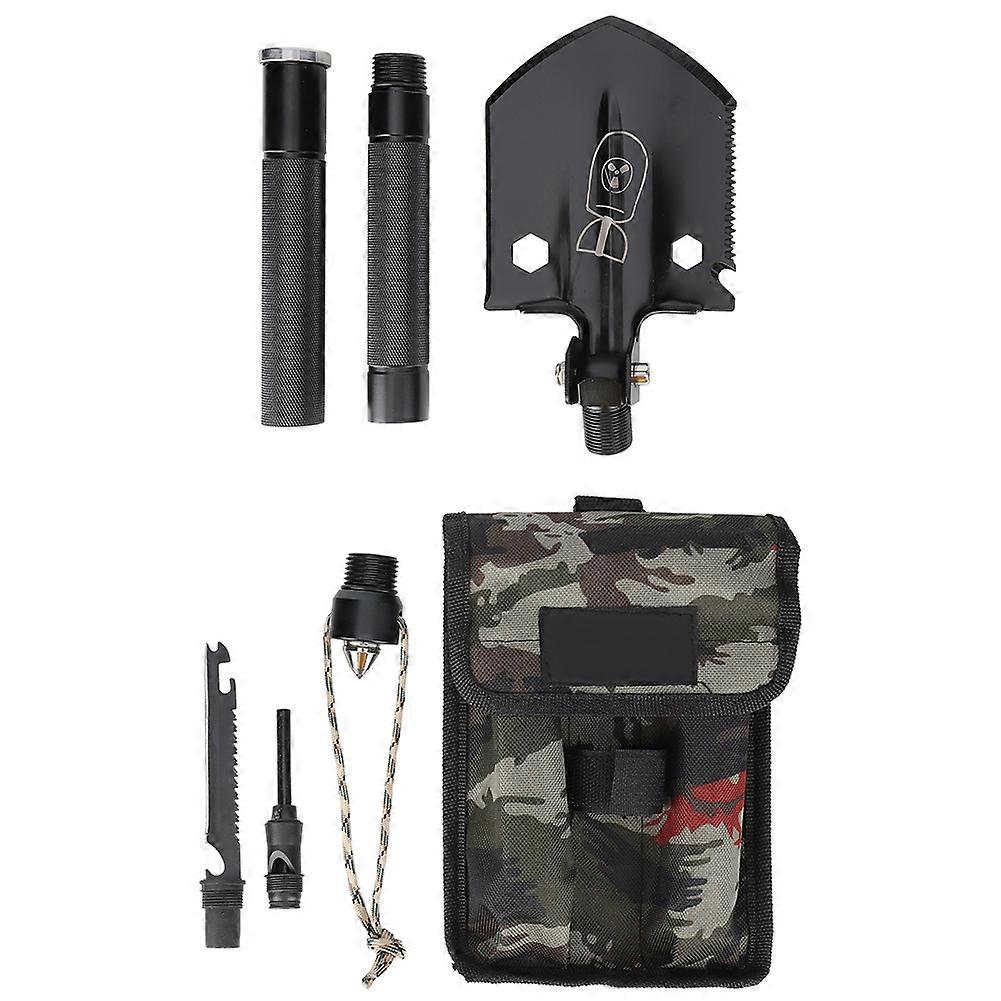 Black Foldable Military Shovel with Multi-Tool Features for Camping & Survival