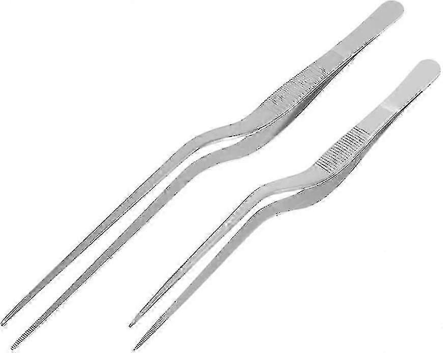 ملاقط أوفست للطبخ المطبخ الفولاذ المقاوم للصدأ ملاقط أوفست كماشة المطلية بالذهب من الشيف للأغذية الصغيرة والحساسة (الفضة)