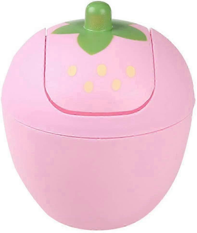 Plastic Strawberry-Style Mini Desktop Trash Can with Swing Lid