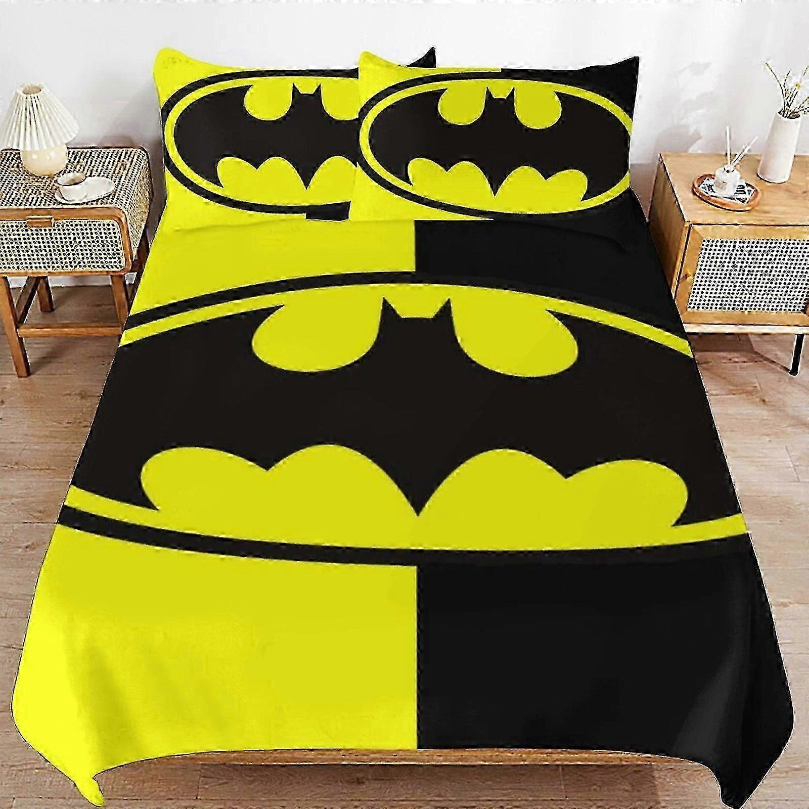 o2726 ملاءات سرير باتمان مفروشات Se غطاء لحاف فائق النعومة صديق للبشرة3 قطعة، غطاء لحاف لطيف طقم سرير (1 غطاء لحاف و 2 غطاء وسادة) سرير sh