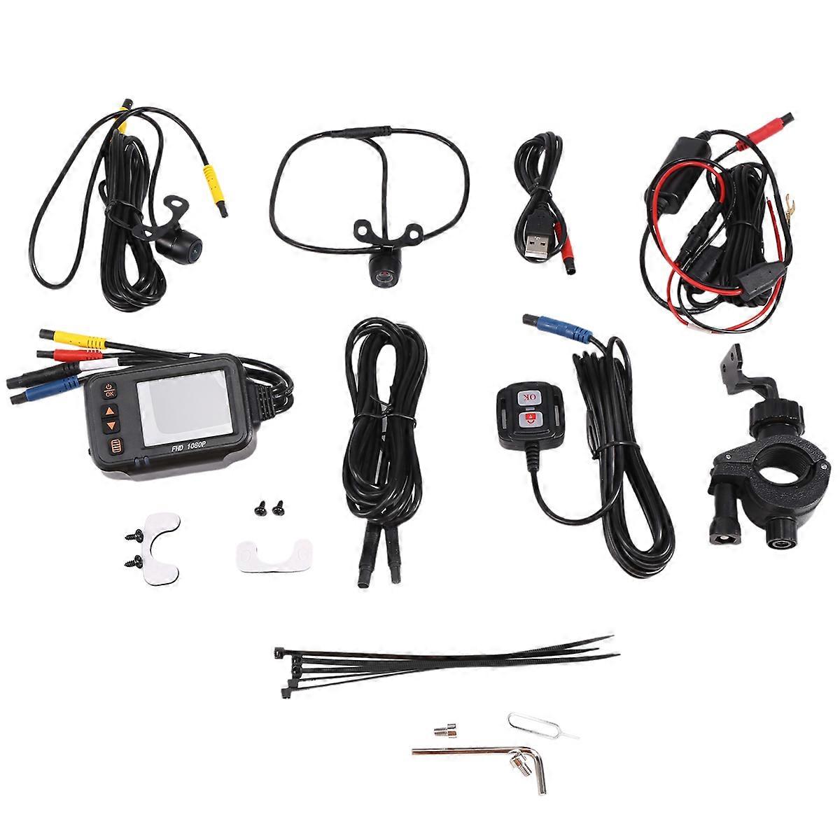 Motorcycle Camera Dash Cam, 2Inch IPS Screen 1080P+720P Dual AHD Bike Dashcam G-Sensor Parking Mode